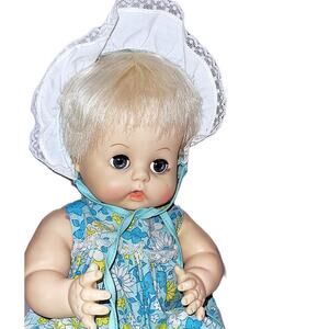 15" Vintage 1959 Cutest Cuddly Effanbee Blonde Hair- Blue Sleep Eyes Baby Doll